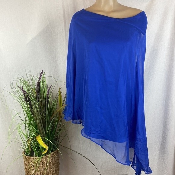 Guess Marciano Blue One Sleeve Cape Top XS - Picture 2 of 7